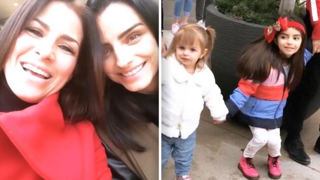 Las hijas de Alessandra Rosaldo y Aislinn Derbez se quedan atónitas al ver un espectáculo navideño